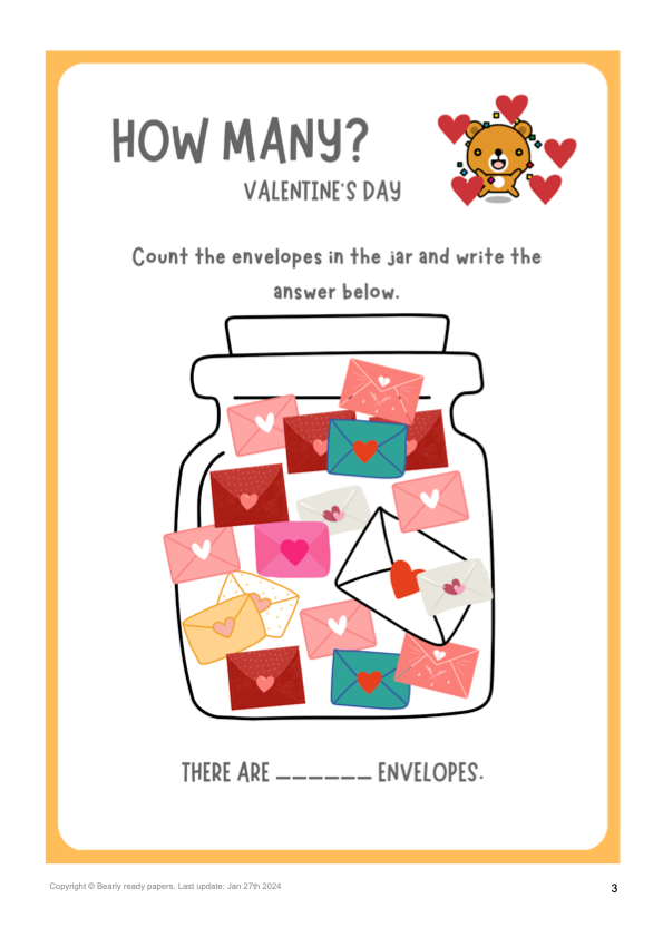 Valentine's day activities for kids - valentine's day colouring - PDF download - preschool - printable worksheets